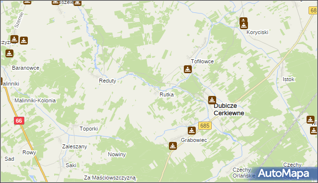 mapa Rutka gmina Dubicze Cerkiewne, Rutka gmina Dubicze Cerkiewne na mapie Targeo