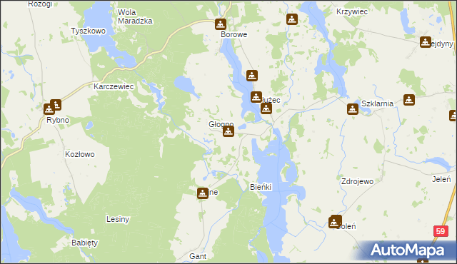 mapa Rutkowo gmina Piecki, Rutkowo gmina Piecki na mapie Targeo