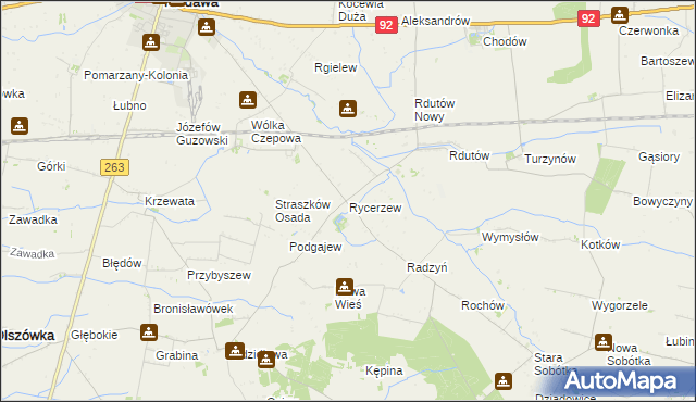 mapa Rycerzew, Rycerzew na mapie Targeo