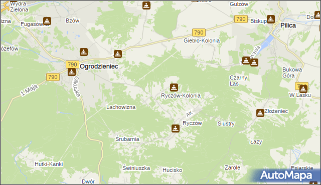 mapa Ryczów-Kolonia, Ryczów-Kolonia na mapie Targeo