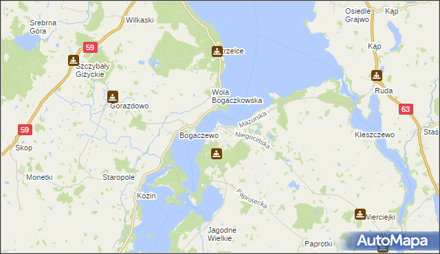 mapa Rydzewo gmina Miłki, Rydzewo gmina Miłki na mapie Targeo