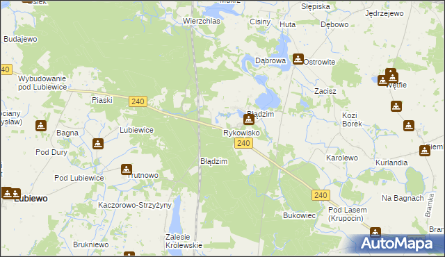 mapa Rykowisko, Rykowisko na mapie Targeo