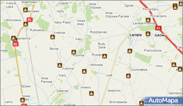 mapa Ryszardów, Ryszardów na mapie Targeo