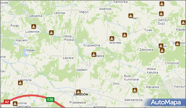 mapa Rządza gmina Jakubów, Rządza gmina Jakubów na mapie Targeo