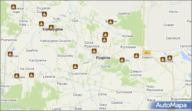 mapa Rząśnia, Rząśnia na mapie Targeo