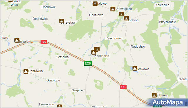 mapa Rzechcino, Rzechcino na mapie Targeo