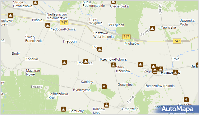 mapa Rzechów-Kolonia, Rzechów-Kolonia na mapie Targeo