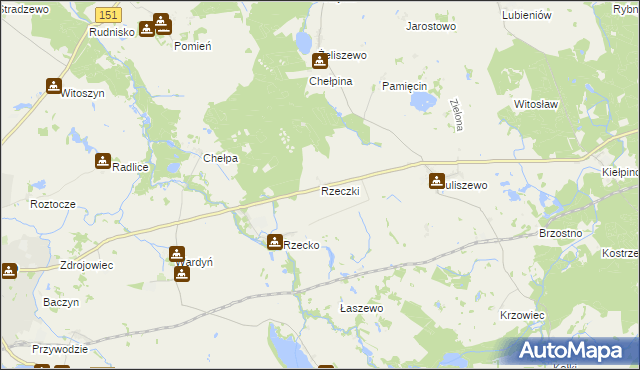 mapa Rzeczki gmina Choszczno, Rzeczki gmina Choszczno na mapie Targeo