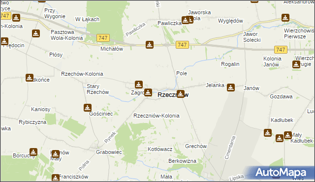 mapa Rzeczniów, Rzeczniów na mapie Targeo