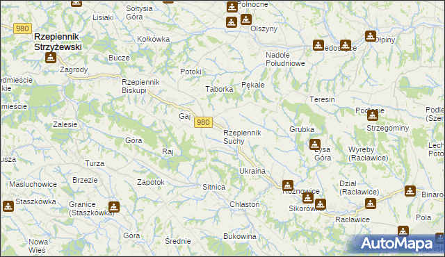 mapa Rzepiennik Suchy, Rzepiennik Suchy na mapie Targeo