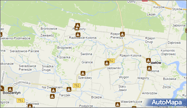 mapa Rzepinek gmina Pawłów, Rzepinek gmina Pawłów na mapie Targeo