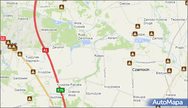 mapa Rzepki gmina Czarnocin, Rzepki gmina Czarnocin na mapie Targeo