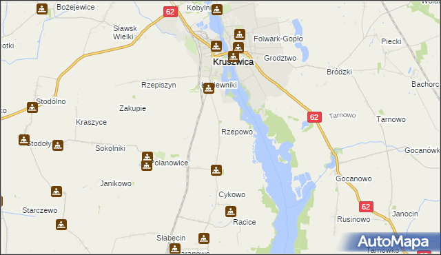 mapa Rzepowo gmina Kruszwica, Rzepowo gmina Kruszwica na mapie Targeo