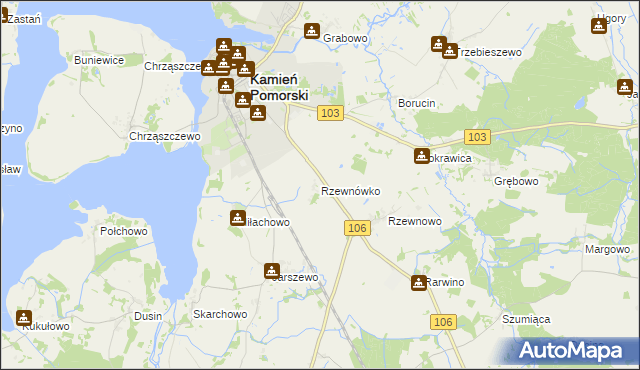 mapa Rzewnówko, Rzewnówko na mapie Targeo