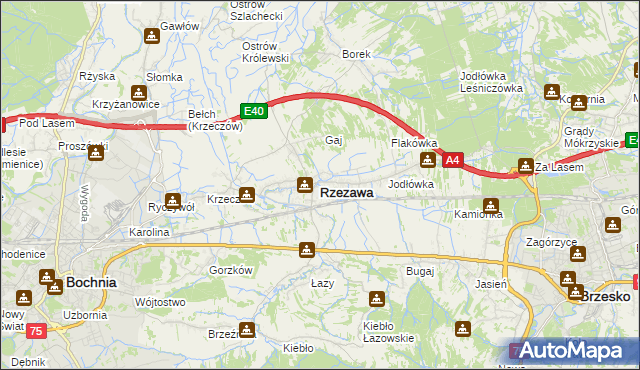 mapa Rzezawa, Rzezawa na mapie Targeo