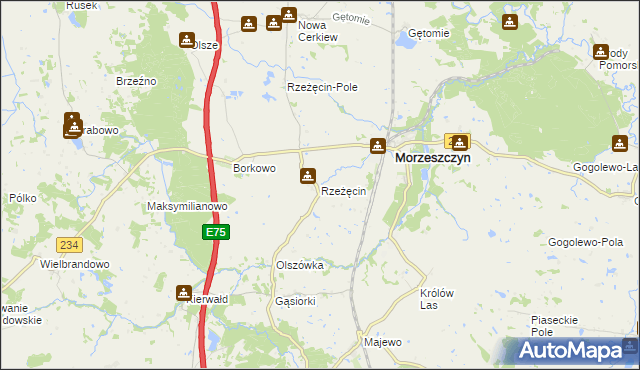 mapa Rzeżęcin, Rzeżęcin na mapie Targeo