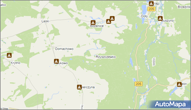 mapa Rzyszczewko gmina Polanów, Rzyszczewko gmina Polanów na mapie Targeo