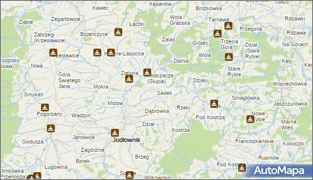 mapa Sadek gmina Jodłownik, Sadek gmina Jodłownik na mapie Targeo