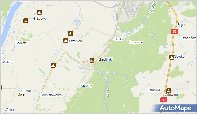 mapa Sadlinki, Sadlinki na mapie Targeo