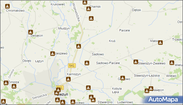 mapa Sadłowo gmina Bieżuń, Sadłowo gmina Bieżuń na mapie Targeo