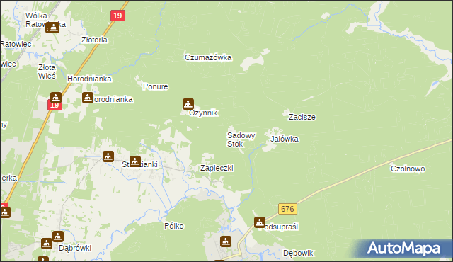 mapa Sadowy Stok, Sadowy Stok na mapie Targeo