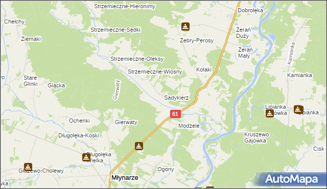 mapa Sadykierz gmina Młynarze, Sadykierz gmina Młynarze na mapie Targeo
