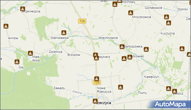 mapa Sadykierz gmina Rzeczyca, Sadykierz gmina Rzeczyca na mapie Targeo