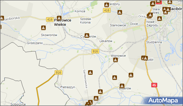 mapa Samborowice gmina Pietrowice Wielkie, Samborowice gmina Pietrowice Wielkie na mapie Targeo