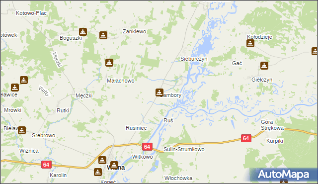 mapa Sambory, Sambory na mapie Targeo