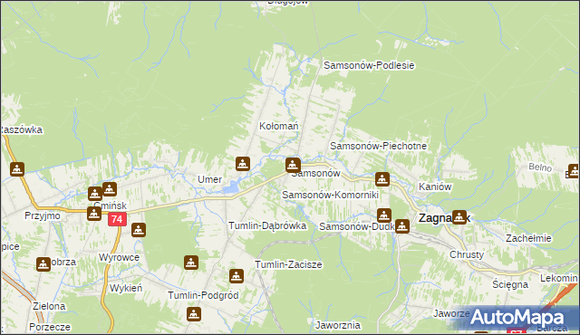 mapa Samsonów, Samsonów na mapie Targeo