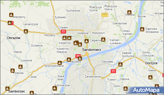 mapa Sandomierza, Sandomierz na mapie Targeo