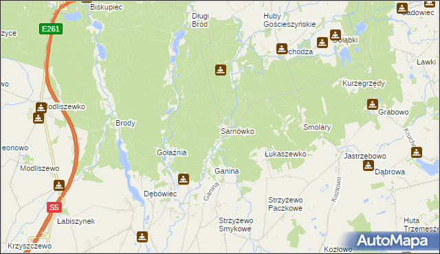 mapa Sarnówko gmina Rogowo, Sarnówko gmina Rogowo na mapie Targeo