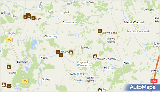 mapa Sawały, Sawały na mapie Targeo