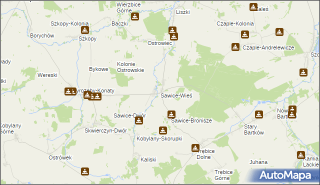 mapa Sawice-Wieś, Sawice-Wieś na mapie Targeo