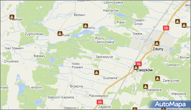 mapa Sędraszyce, Sędraszyce na mapie Targeo