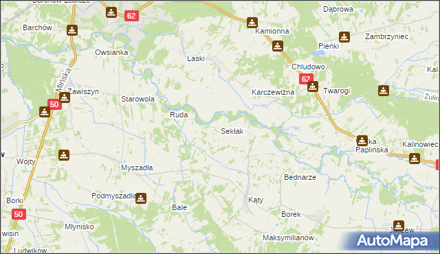 mapa Sekłak gmina Korytnica, Sekłak gmina Korytnica na mapie Targeo