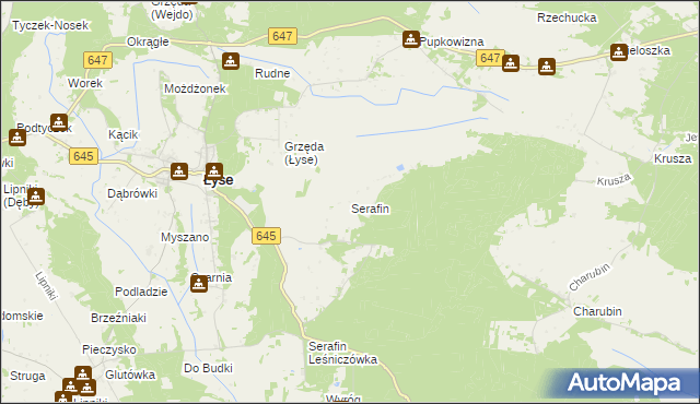 mapa Serafin gmina Łyse, Serafin gmina Łyse na mapie Targeo