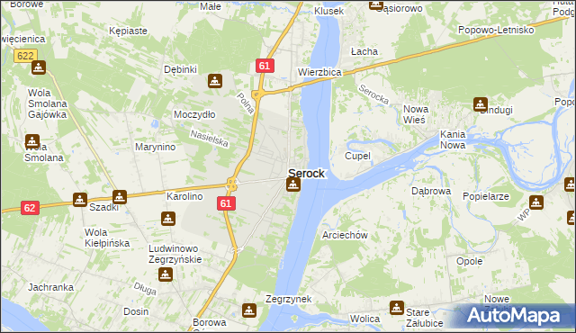 mapa Serock powiat legionowski, Serock powiat legionowski na mapie Targeo
