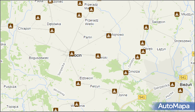 mapa Seroki gmina Lutocin, Seroki gmina Lutocin na mapie Targeo