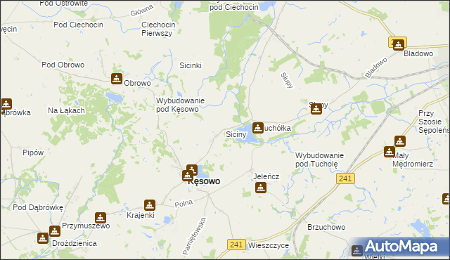 mapa Siciny gmina Kęsowo, Siciny gmina Kęsowo na mapie Targeo