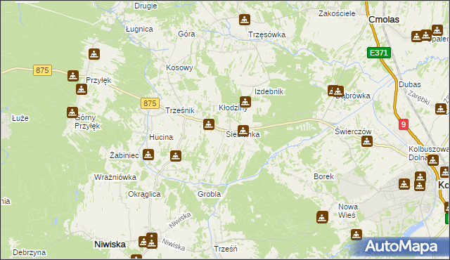 mapa Siedlanka, Siedlanka na mapie Targeo