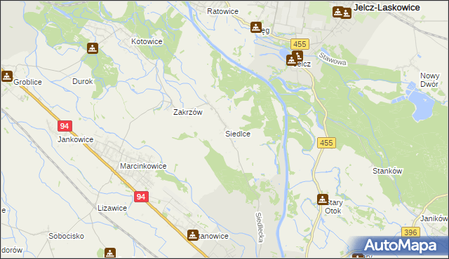 mapa Siedlce gmina Oława, Siedlce gmina Oława na mapie Targeo