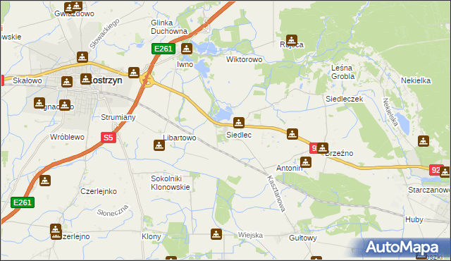 mapa Siedlec gmina Kostrzyn, Siedlec gmina Kostrzyn na mapie Targeo