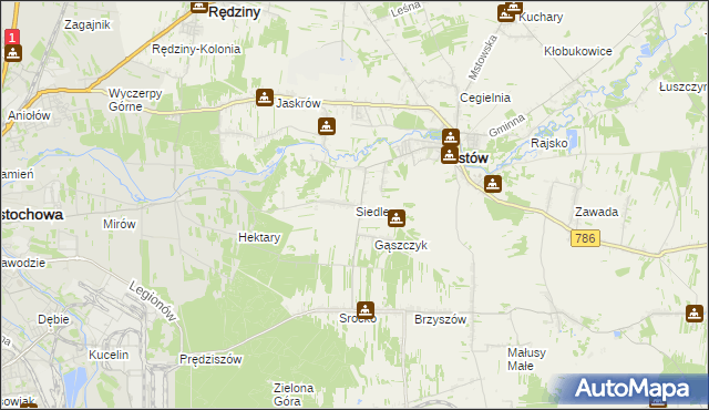mapa Siedlec gmina Mstów, Siedlec gmina Mstów na mapie Targeo