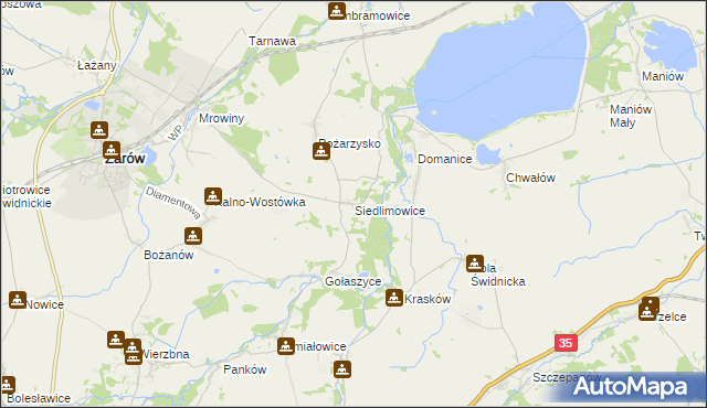 mapa Siedlimowice, Siedlimowice na mapie Targeo