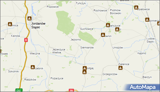 mapa Siemianów gmina Borów, Siemianów gmina Borów na mapie Targeo
