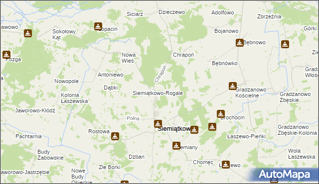 mapa Siemiątkowo-Kosmy, Siemiątkowo-Kosmy na mapie Targeo