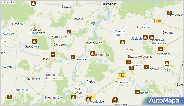 mapa Siemiechów gmina Widawa, Siemiechów gmina Widawa na mapie Targeo