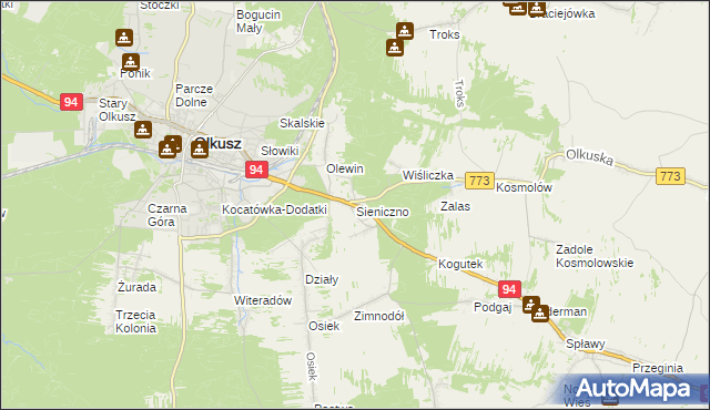 mapa Sieniczno, Sieniczno na mapie Targeo