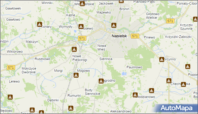 mapa Siennica gmina Nasielsk, Siennica gmina Nasielsk na mapie Targeo